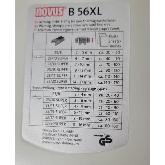 #6740 Novus B56 XL Hvy Duty 170-Sheet Long Arm Stapler 9.75 depth for large jobs - Picture 4 of 11